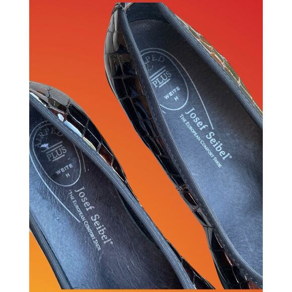 Josef Seibel Bridget Brown Patent Croc Wedges Womens US 9.5 EU 40 Walking Shoes - Picture 6 of 11